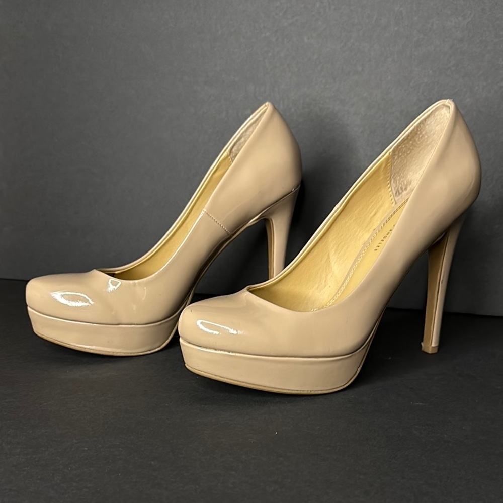Elegant Nude Patent Leather Heels